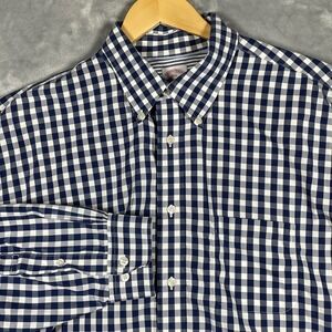 Brooks Brothers Madison XXL Navy Blue Gingham Non-Iron Supima Cotton Shirt